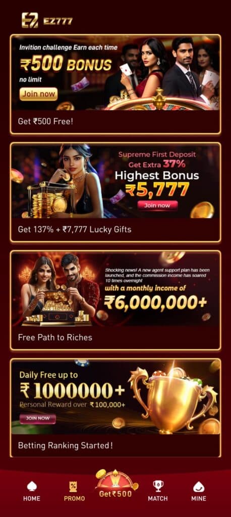 EZ777 Teen Patti Table – Android Casino Game Interface